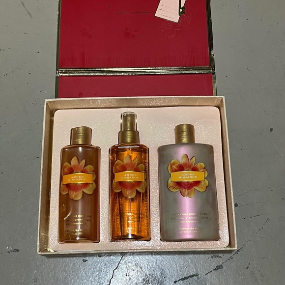 DiscontinuedVictoria Secret Amber Romance Body Mist Lotion Body Wash Gift Set